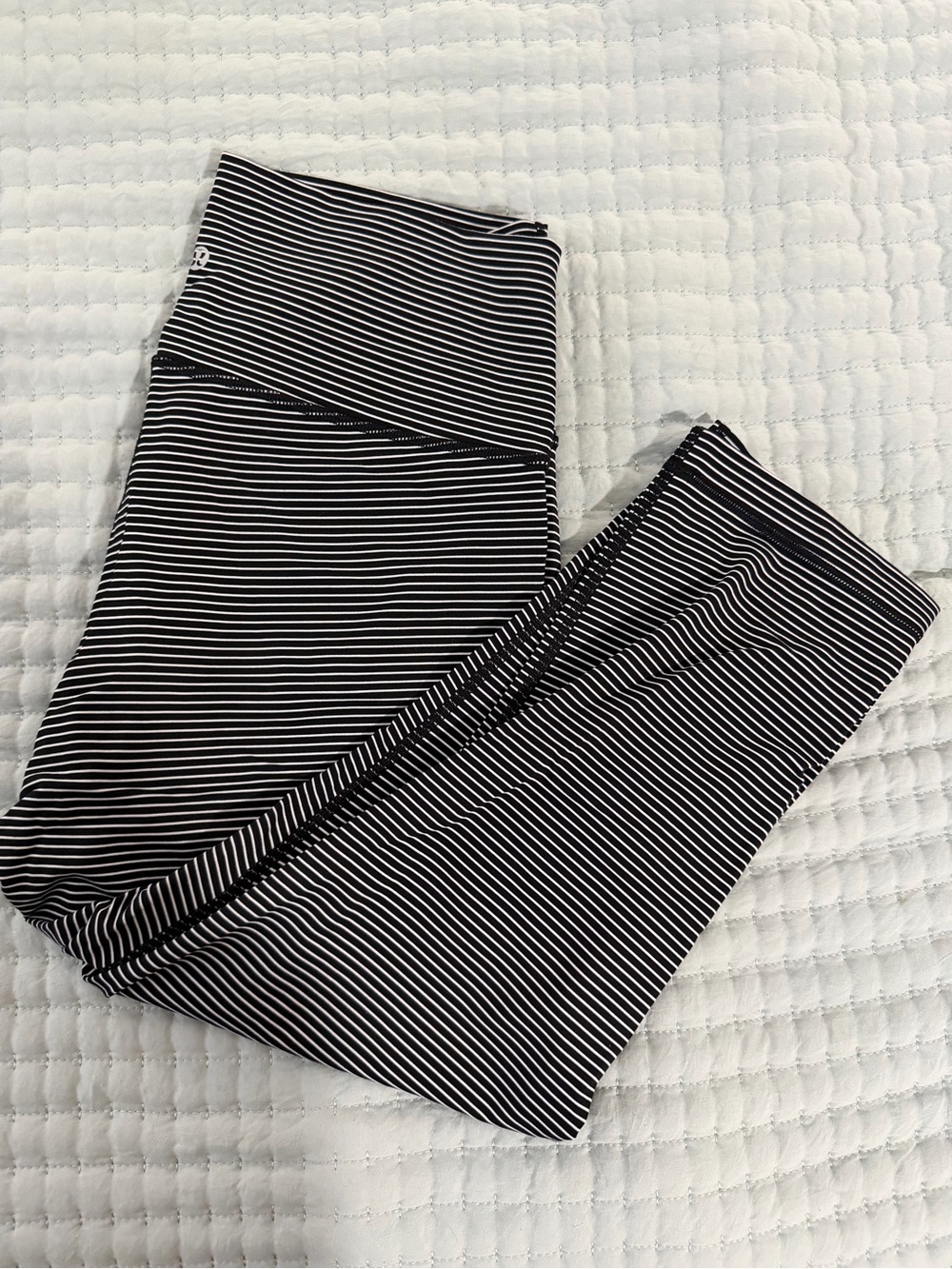 lululemon athletica Black & White Striped High-Rise Leggings